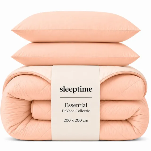 Sleeptime 2 in 1 Wasbaar Dekbed zonder Overtrek - Tweepersoons 200x200 cm - Inclusief 2 Kussenslopen 60x70 cm - Peach