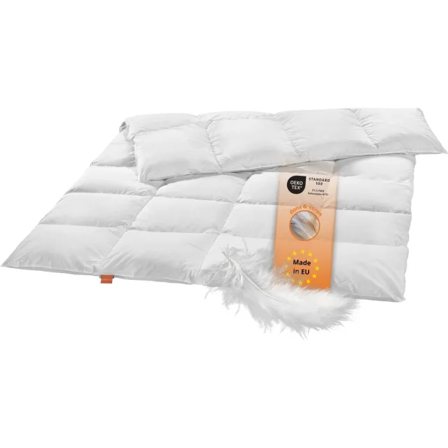 Sleepling donzen dekbed - winterdekbed 155x220 cm - dik dekbed met 90% dons / 10% veren - als winterdonsdekbed, warme verendeken of winterdekbed met dons - Downpass gecertificeerd - Made in EU - 155 x 220 cm - wit