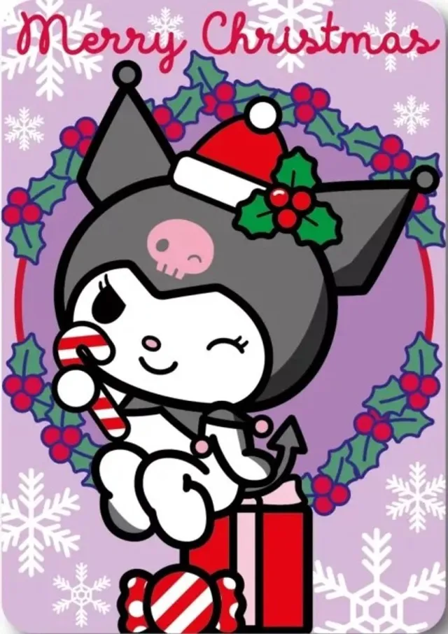 Hello Kitty Kuromi Christmas Fleece deken 100 x 140 cm Paars
