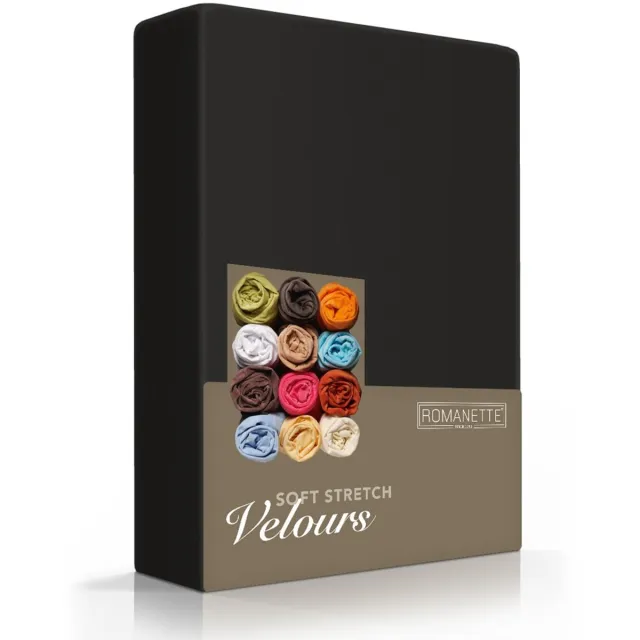 Romanette Velours - Hoeslaken - Eenpersoons - 80/90/100x200/220 cm - Zwart
