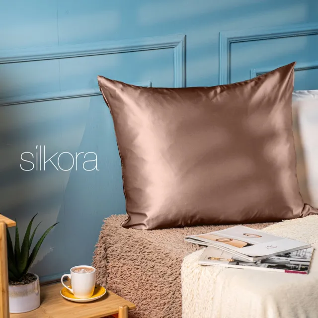 Silkora Premium Silk Pillowcase - 60x70 cm - 22 Momme 100% Moerbei Zijden Kussensloop Met Verborgen Rits - Anti-rimpel, Verkoelende, Anti-pluis - Chocolate
