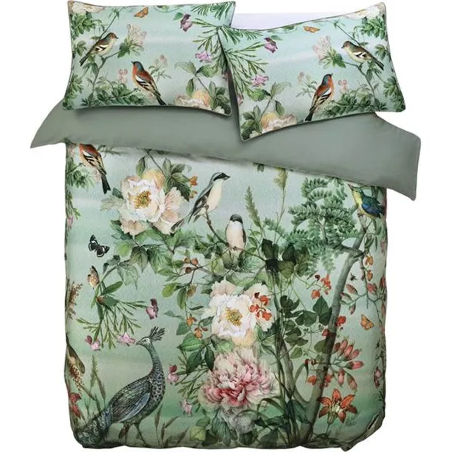 M.M Linen Chinoiserie Dekbedovertrek - Tweepersoons - 200x200/220 cm - Groen