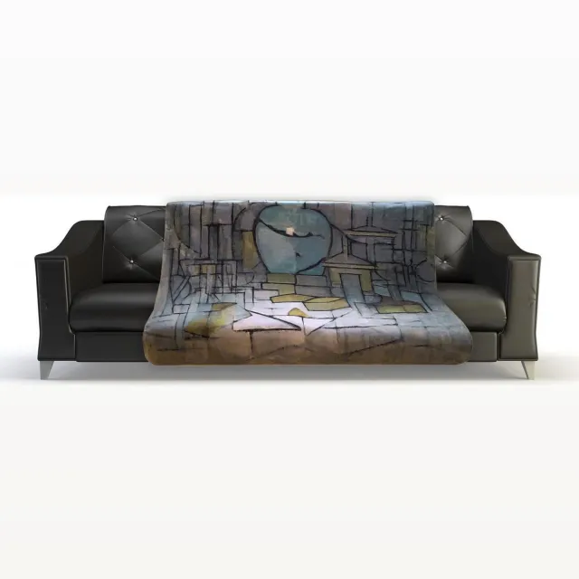 ARTICONE Dunne Fleecedeken - Plaid – kunst - 150 x 120 cm - Stilleven met gemberpot van Piet Mondriaan Multicolor