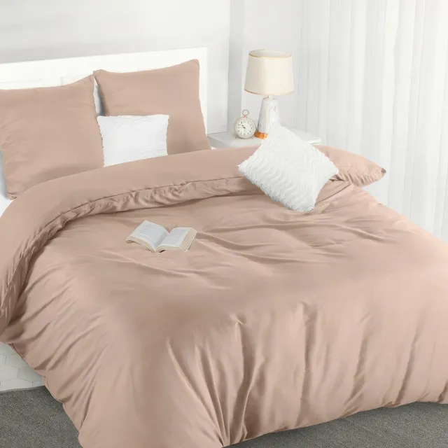Ibenzoa Deluxe Microvezel Beddengoed Set met Ritssluiting - Compleet Comfort en Gemak voor Elk Slaapkamer beige