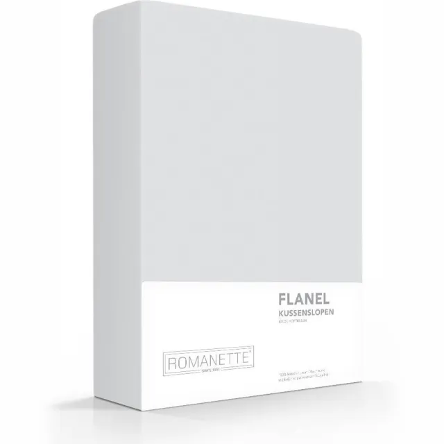 Romanette Flanel silver Flanel kussensloop, 100 % katoen Kussensloop 65x65 Grijs
