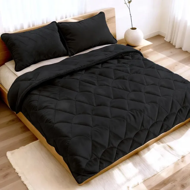 Zavelo Easy All-in-one-Dekbed Velvet met Kussenslopen Zwart-1-persoons (140x200 cm)