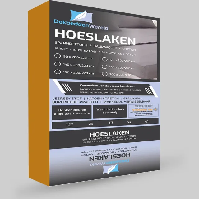 dekbeddenwereld Jersey Stretch Hoeslaken - Extra Stretch Jersey Hoeslaken voor Matrassen – Premium Zacht, Ademend en Duurzaam met Elastiek Rondom voor een Veilige, Kreukvrije Pasvorm en Dagelijks Slaapcomfort - okergeel - 140 cm x 200 cm