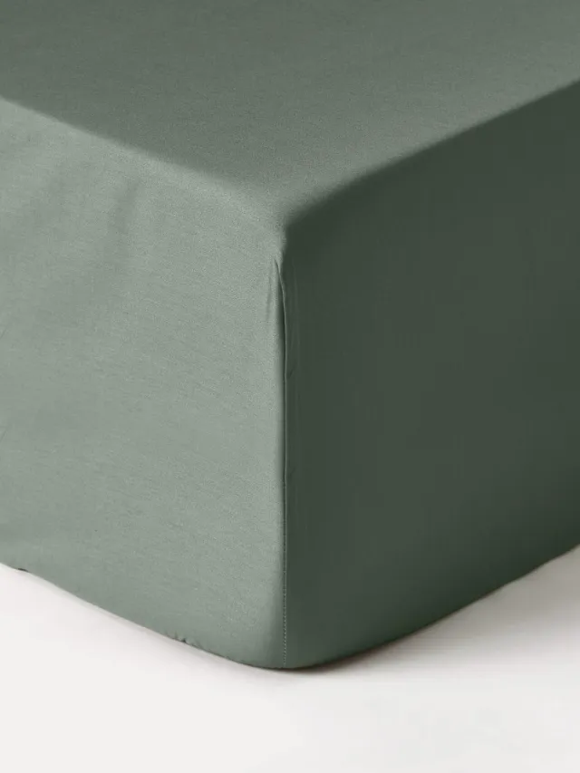 Westwing Collection Divan hoeslaken premium, katoensatijn Groen