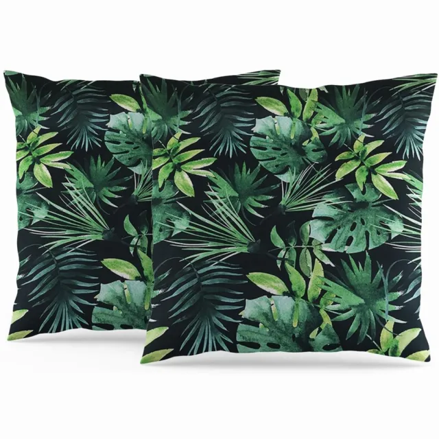 Unyqoos Set van 2 decoratieve kussenslopen met tropisch bladerpatroon voor binnen en buiten groen