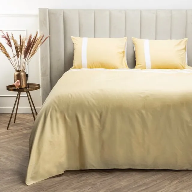 Dreamers Den Egyptisch Katoen - Dekbedovertrek - stripe - geel/wit - Lits-jumeaux - 240 x 200/220 cm + 2 kussenslopen - Dreamers Den