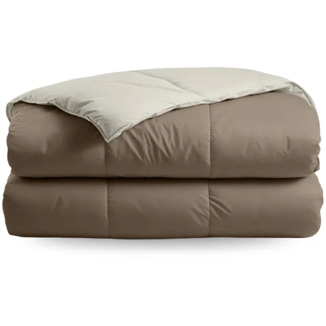 Zelesta Deluxe Duo Percale Katoen Zomerdekbed - Taupe & Crème 160x220cm Taupe & Cream