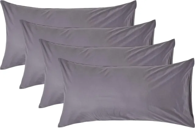 Homescapes Kussensloop 50x90 cm Set van 4 – Donkergrijs – 100% Egyptisch Perkal Katoen – 200 TC