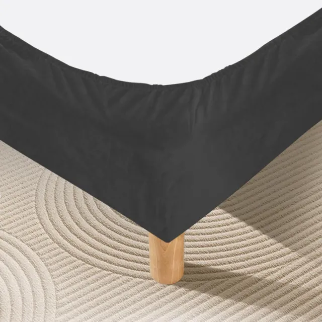 Ibenzoa Bedomtrek met fluwelen stretchstof, volledig elastische band, decoratieve bescherming van bedframe zwart