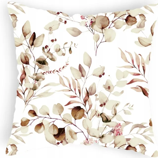 Designpremium Katoenen kussensloop 40x40 cm - Witte eucalyptus takken, crème Beige