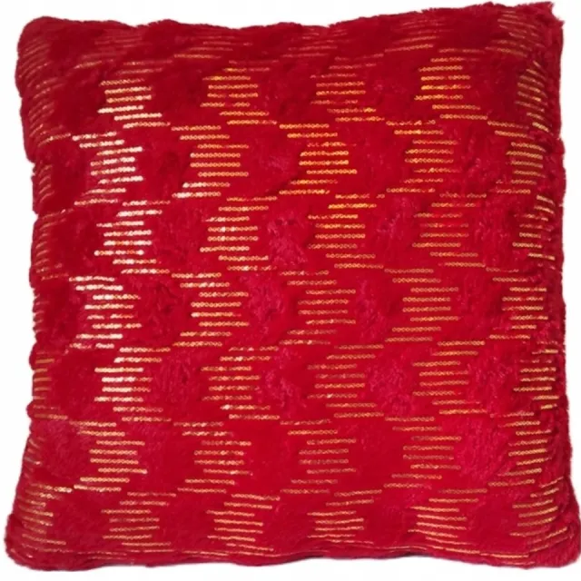 Granda Decoratieve Kussenhoes Rood 45x45cm met Gouden Print - Zacht Pluche