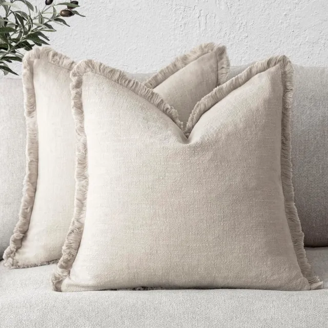 Unyqoos Set van twee stijlvolle kussenovertrekken voor een decoratief interieur Beige
