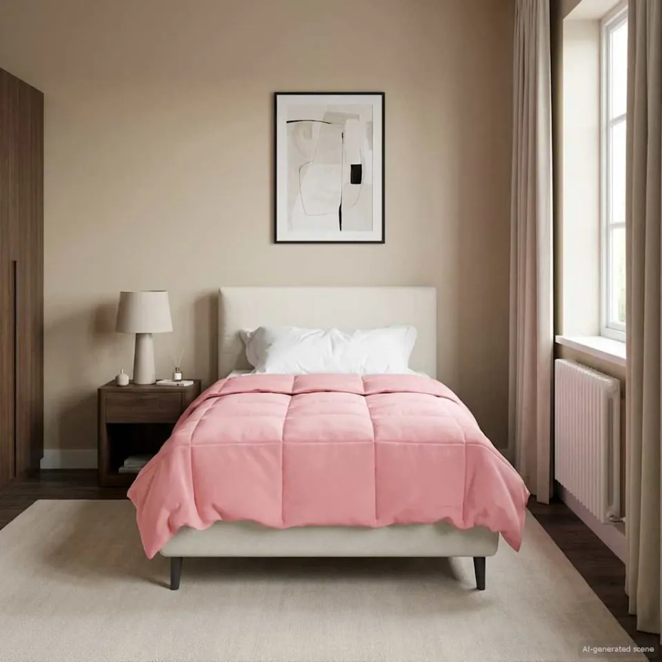 vidaXL Vol jaar dekbed 155 x 220 cm Microfiber (100% polyester) Roze, foto 4
