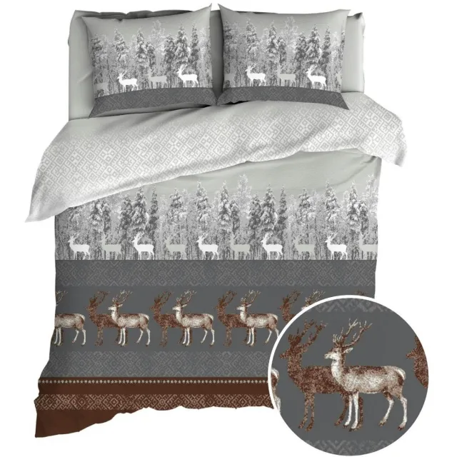 Romanette Rossignol - Flanel - Dekbedovertrek - Lits-jumeaux - 240x200/220 cm - Grijs