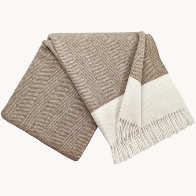 STTS International Wollen plaid Faro met kasjmier Bruin