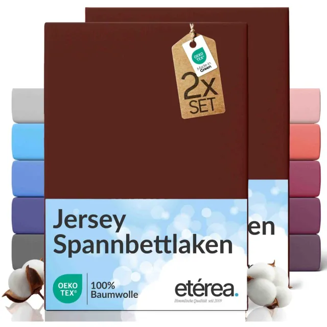 etérea Himmlische Qualität etérea Jersey hoeslaken 2-pack 100x200-120x200 cm (hoek 25 cm) 100% katoen - Bordeaux