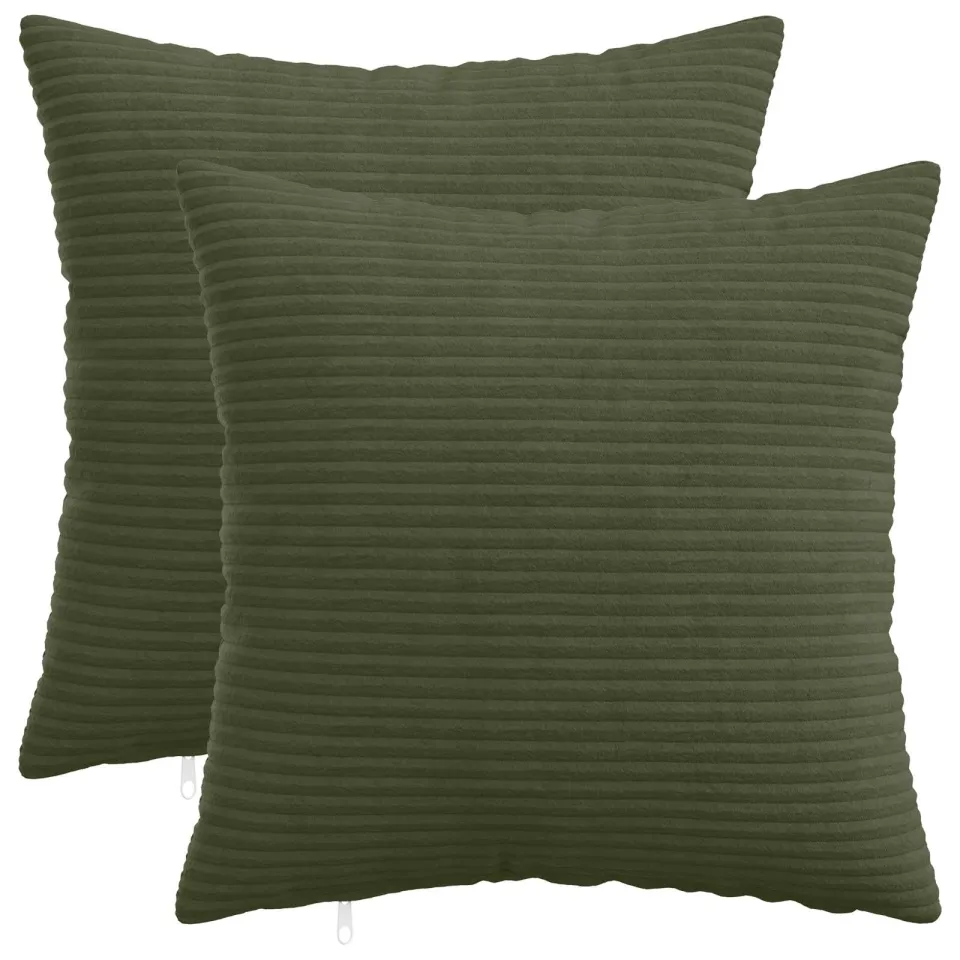 vidaXL Kussensloop 2 st HEERLEN Groen 50 x 50 cm corduroy, foto 3