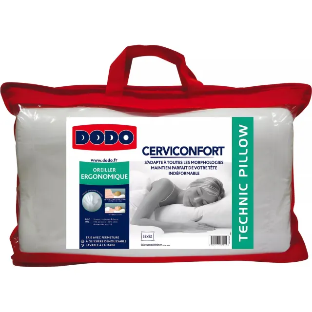 Vente-unique Hoofdkussen DODO - perfecte ondersteuning van het hoofd - vormvast - 52 x 32 cm - PERFECT POSITION Wit