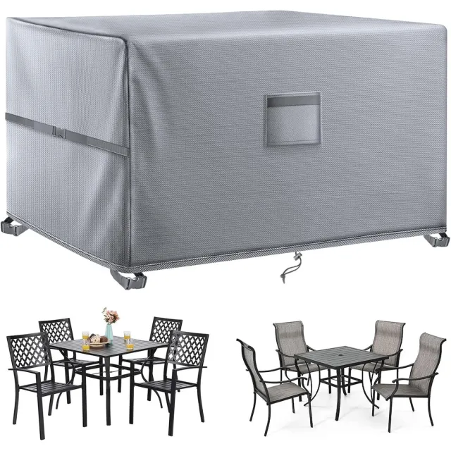 Famanu Tuinmeubelhoezen - waterdichte tuinmeubelhoes - 200 x 160 x 70 cm - terrastafelhoezen - 420D zwaar belastbare Oxford-stof - rotan meubelhoes - winddicht - anti-uv - voor terras - buiten - grijs