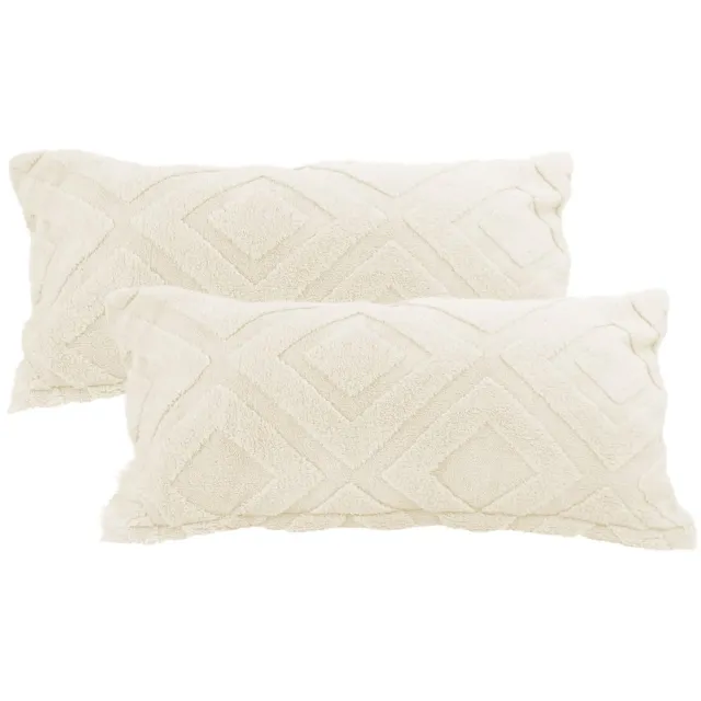 Imperatoris Kussenhoes/Kussensloop Pluche voor Woonkamer Kussen 40 x 80 - Fluffy Sierkussen- Cushion Cover set van 2 Beige