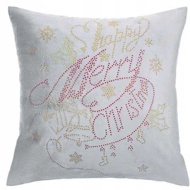 Spod Igły i Nitki Grijze Kerst Kussenhoes 45x45 cm - Feestelijke Decoratie Grijs met rode en gouden accenten