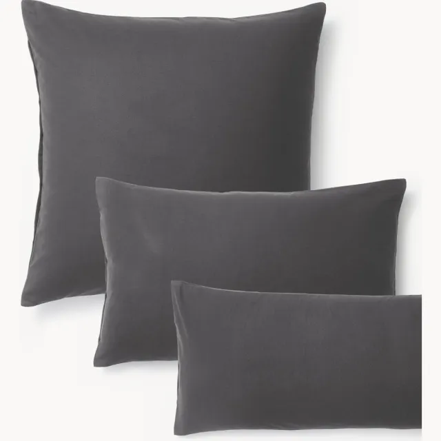 Westwing Collection Flanellen kussenhoes Biba Grijs