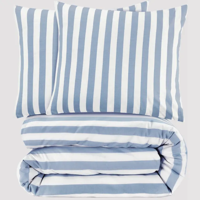 NOUS Living katoenen gestreept 2-persoons dekbedovertrek 200x220 cm - blauw
