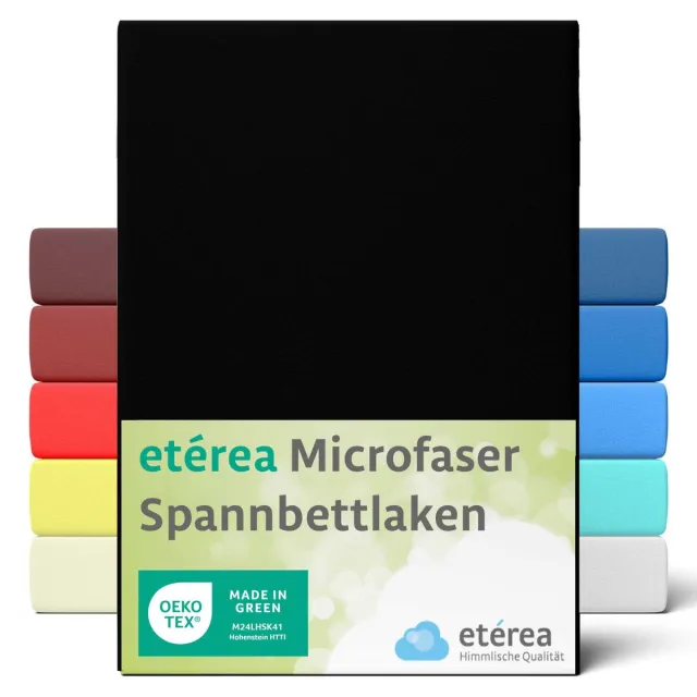 etérea Himmlische Qualität etérea Microvezel Jersey Hoeslaken 90x200-100x200 cm Zwart