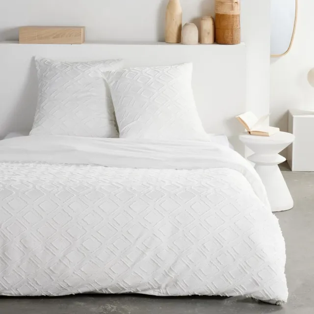 Today Beddengoed set - VANDAAG - Essentieel - 2 personen - 220 x 240 cm - Wit diamant getufted effect