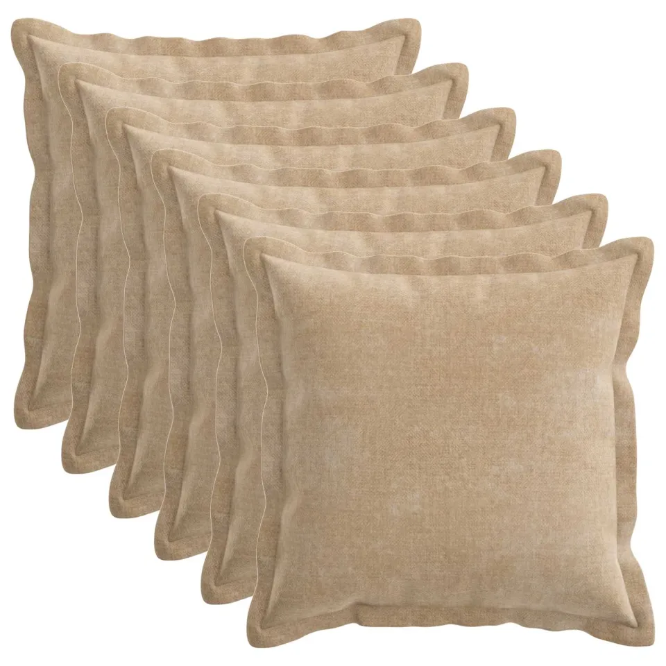 vidaXL Kussensloop 6 st HOUTEN Taupe 40 x 40 cm Chenille Stof
