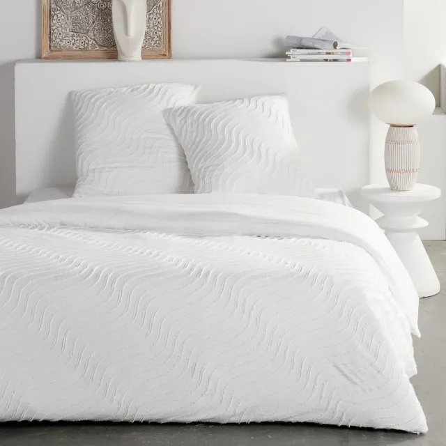 Today Beddengoed - VANDAAG - Essentieel - 2 personen - 220 x 240 cm - Witte golven met getufte effecten