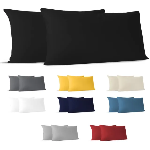Unyqoos Set van twee zachte en ademende kussenslopen van jersey katoen 40x80 cm Zwart