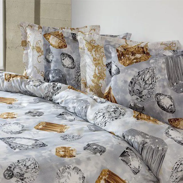 Refined HNL Refined Diamonds Dekbedovertrek - Tweepersoons - 200x200/220 cm - Grijs