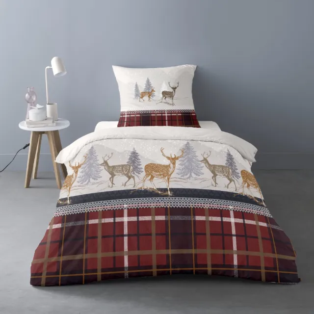 Better Nights Luxe Katoen Flanel dekbedovertrek Formigal rood grijs wit
