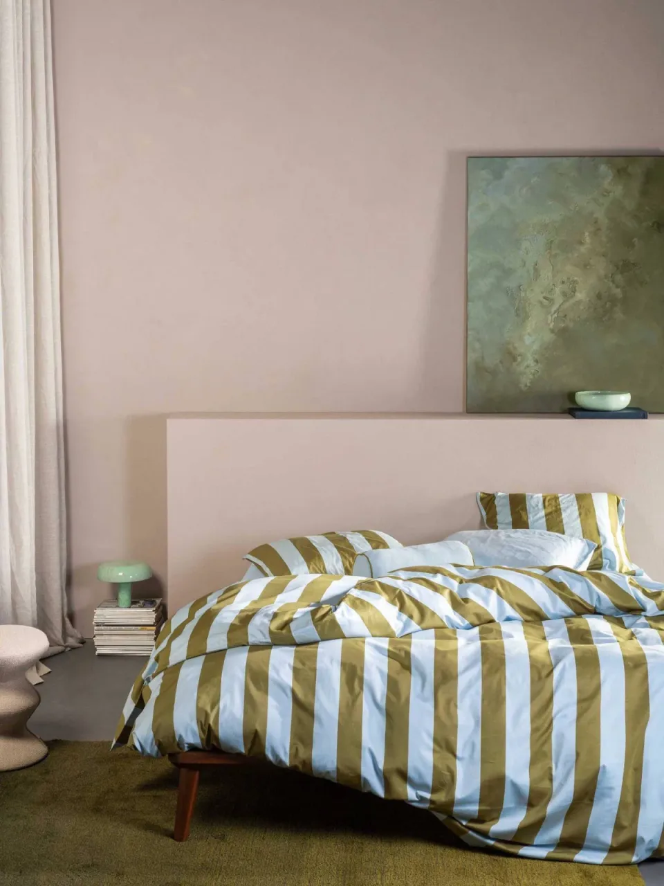 Essenza Minte Stripe katoensatijnen dekbedovertrek groen blauw, foto 3