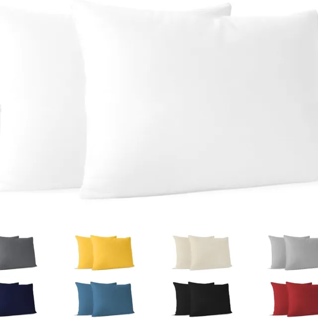 Famanu Set van 2 kussenslopen van 40 x 60 cm, 100% katoen, wit, hypoallergeen Transparant