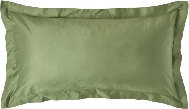 Homescapes Biologisch Kussensloop 50x90 cm met Sierrand – Mosgroen – 100% Egyptisch Katoen Satijn – Draaddichtheid 400