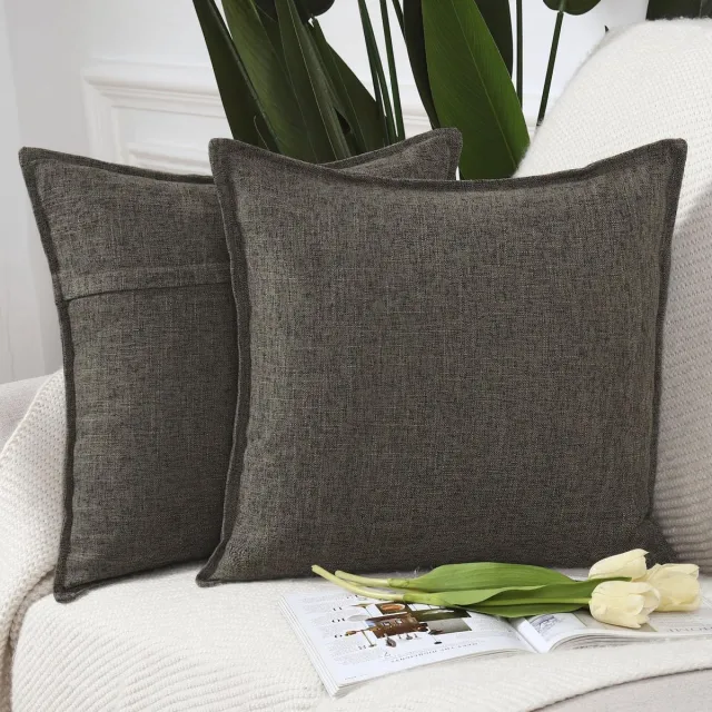 Unyqoos ® Set van 2 Luxe Linnen Kussenhoezen voor Stijlvolle Bank en Slaapkamer Decoratie Donkergrijs