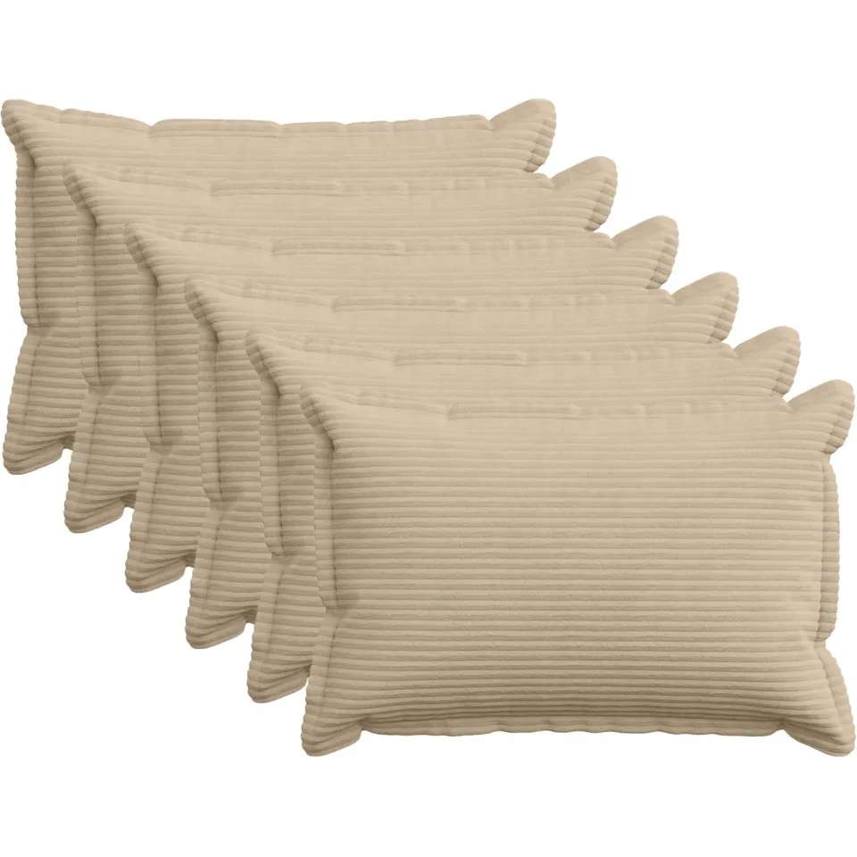 vidaXL Kussensloop 6 st HOUTEN Taupe 50 x 75 cm corduroy, foto 3