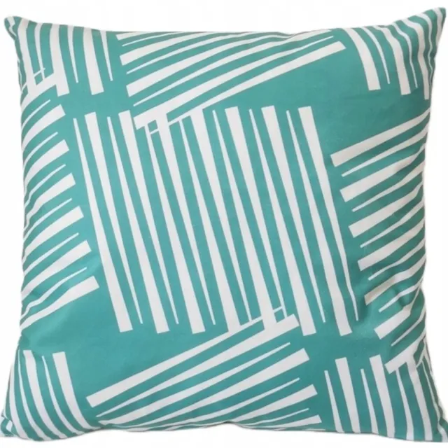 Granda Decoratieve Kussenhoes 45x45 Wit-Munt Groen Geometrisch Patroon