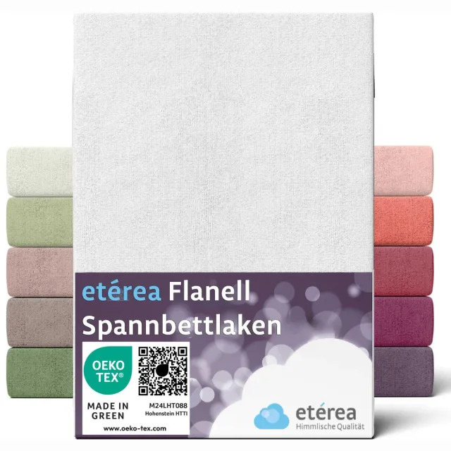 etérea Himmlische Qualität etérea Flanellen hoeslaken 200x200 - 200x220 cm - 100% Katoen - Wit