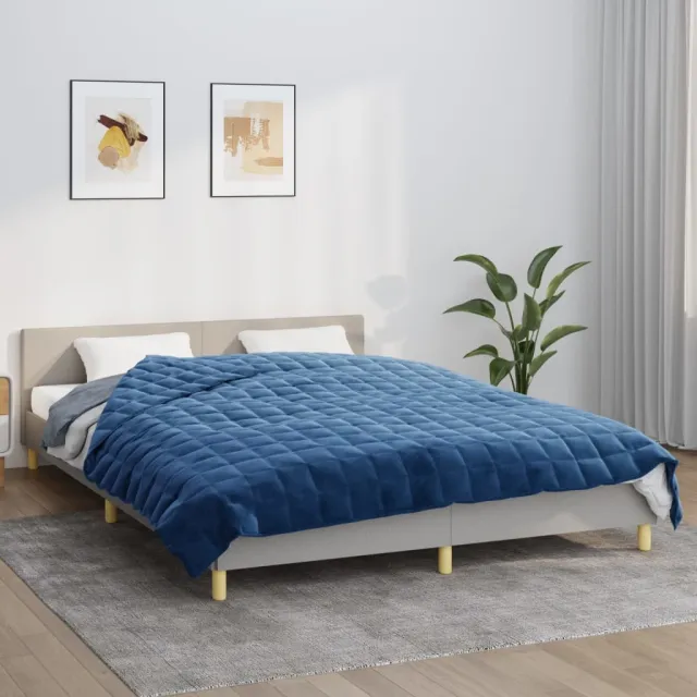 vidaXL Verzwaringsdeken 200x220 cm 9 kg stof blauw, foto 2
