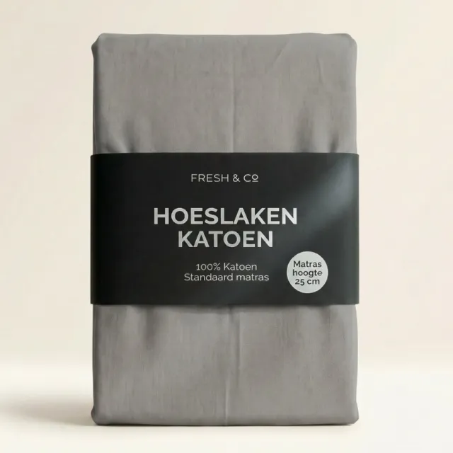 Standaard hoeslaken - Maat: 80 x 200 cm - Katoen - Zilver - Fresh & Co