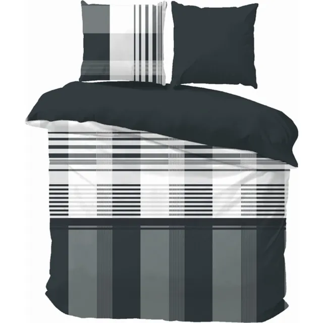 iSleep Dekbedovertrek Peter - Eenpersoons - 140x200/220 cm - Zwart