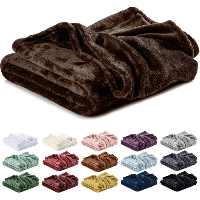 lavea Fleece Deken 220x240 cm – 2-persoons, Zacht – Warme Woondeken van Pluizige Microvezel voor Bank en Bed, Ademend en Wasbaar – Mokka Bruin Mokkabruin