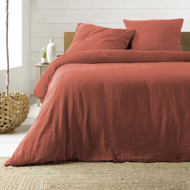 KGS Promolinge Katoenen gaas bedset 240 x 220 cm_ terracotta